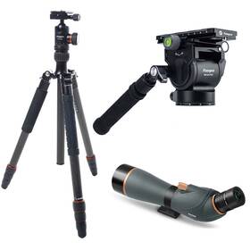 Fotopro Ghk100e2 X-go Plus E 2 4-section Cf Tripod With Mh-6a Pro Video Head 25-75x100 Scope