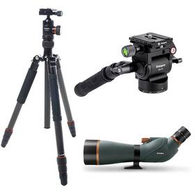 Fotopro Ghk80e2 X-go Plus E 2 4-section Cf Tripod With Mh-4a Video Head 20-60x80 Scope